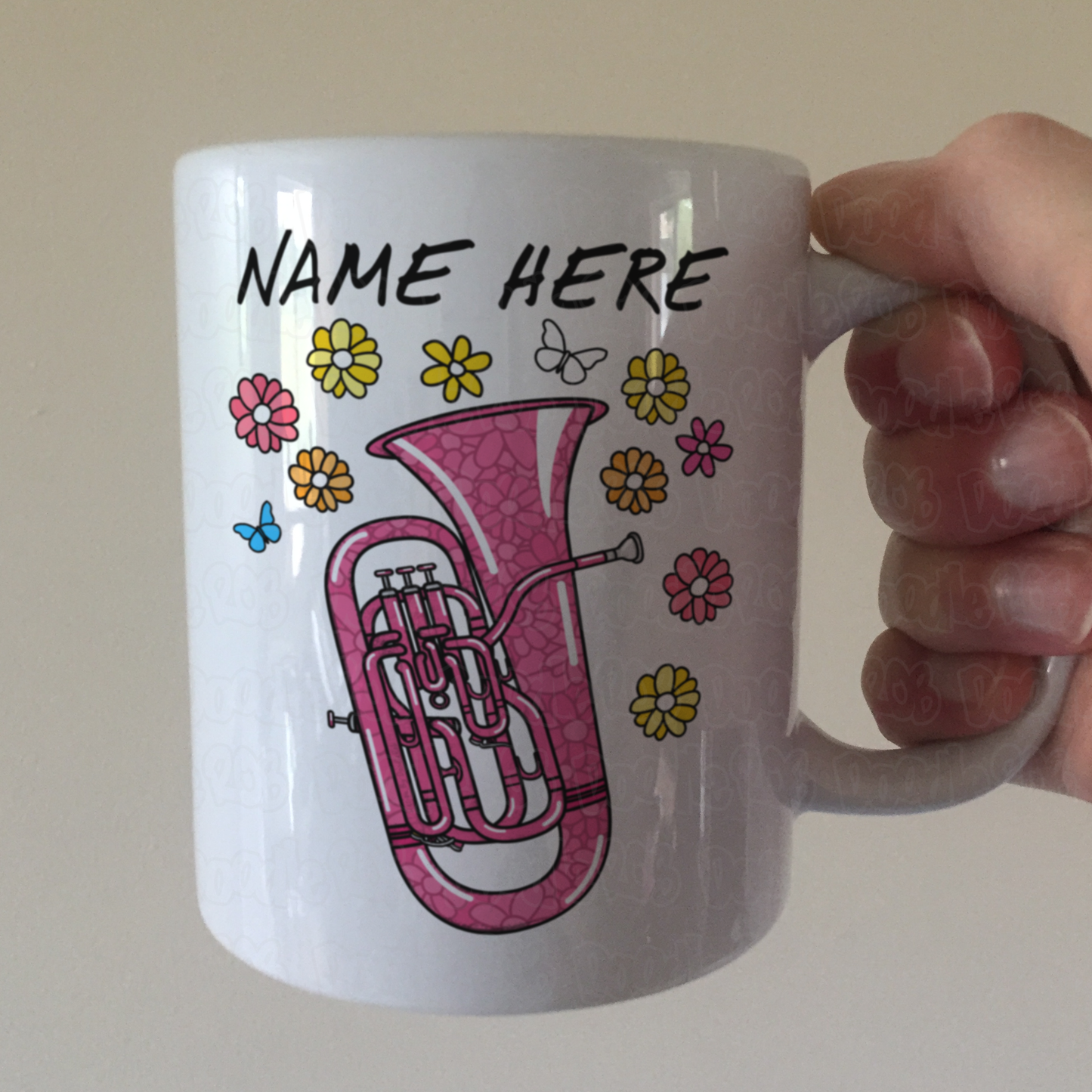 Floral Euphonium Mug - Custom Euphonium Mug - Personalised Brass Musician Gift