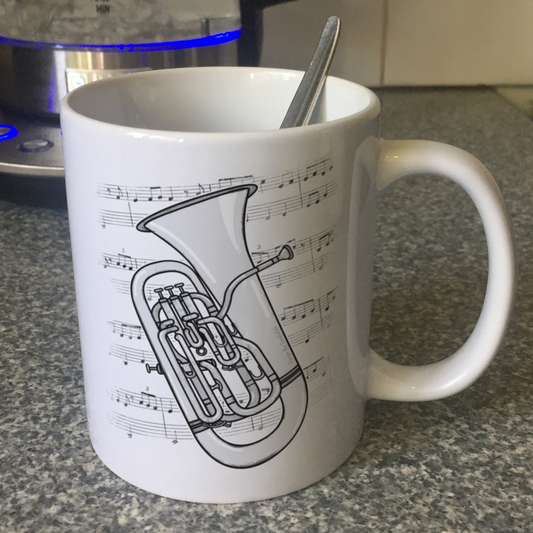 Euphonium Music Notation Mug - Gift For Euphoniumist - Brass Musician Gift