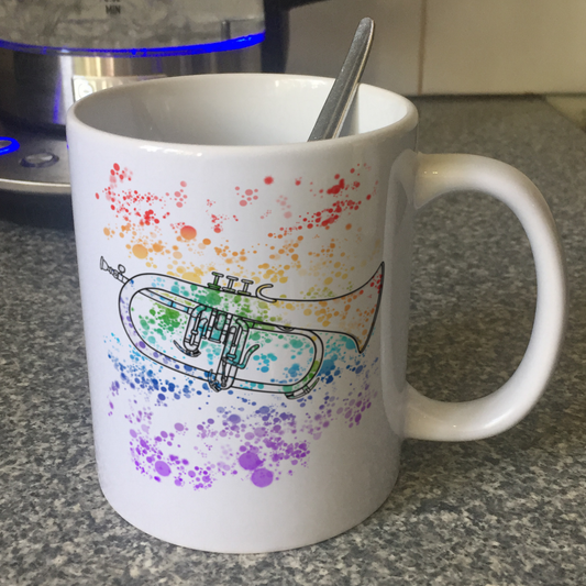 Flugelhorn Rainbow Mug - Horn Player Mug - Flugelhorn Teacher Gift - Brass Musician Gift
