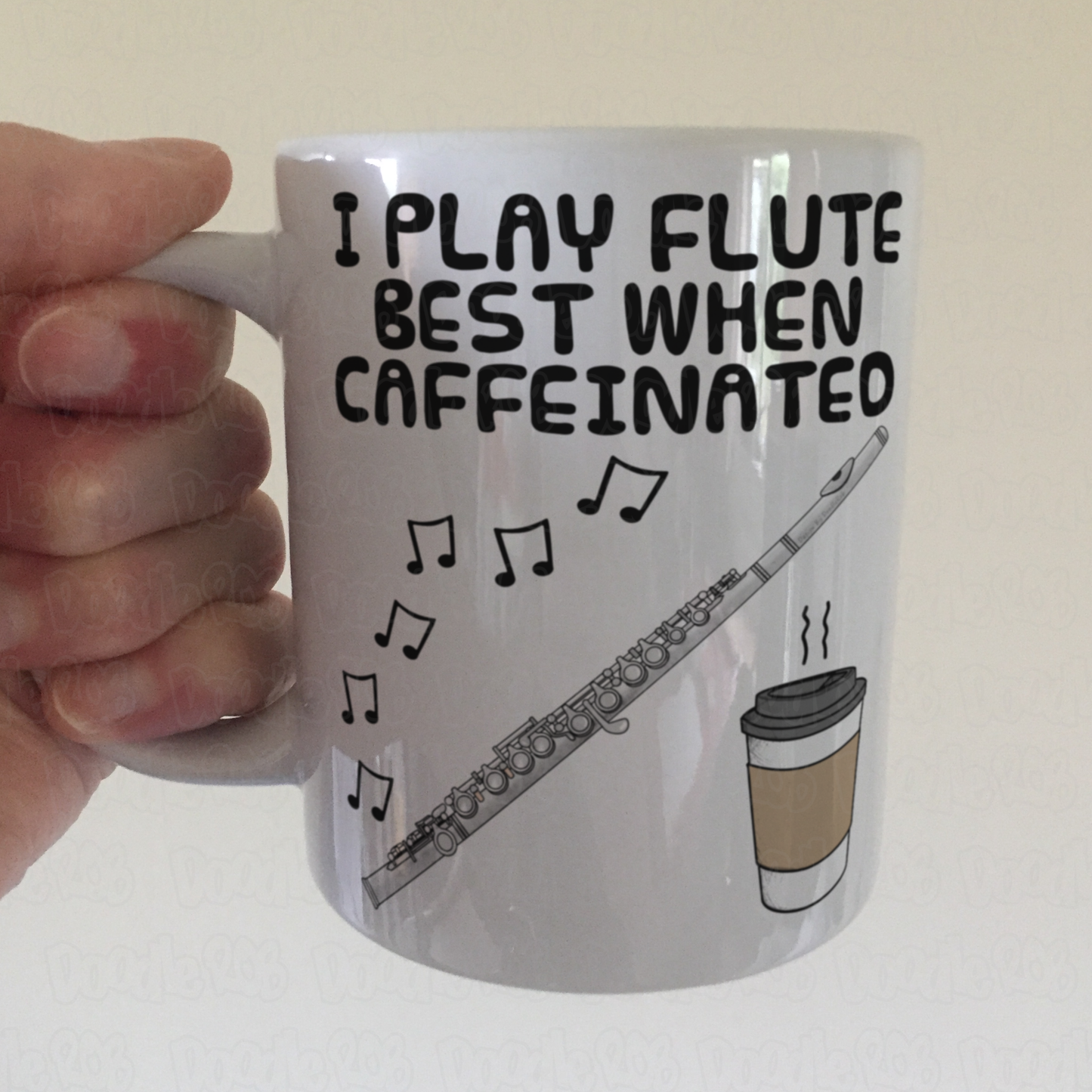 Flute Coffee Mug - I Play Flute Best When Caffeinated - Flautist Woodwind Musician Gift