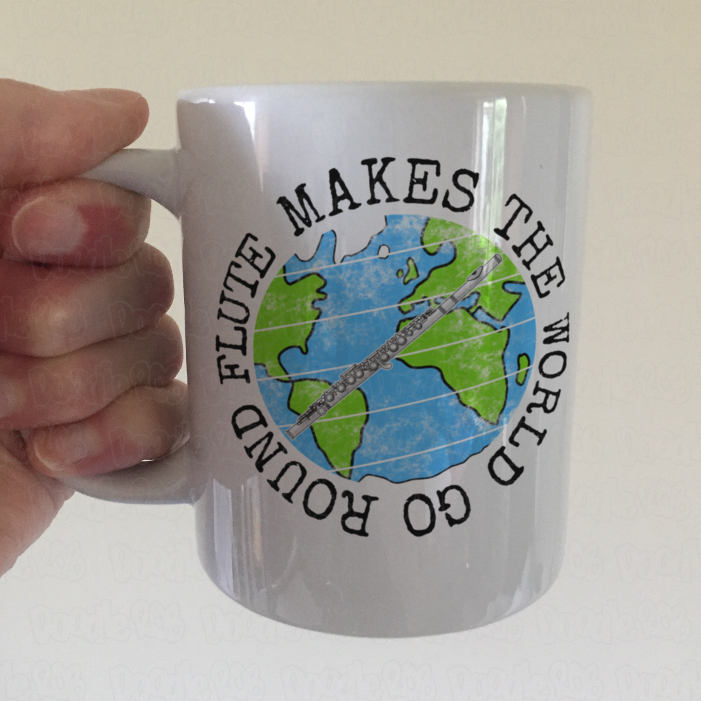 Flute Mug - Flute Makes The World Go Round - Gift For Flautist - Flute Teacher Mug