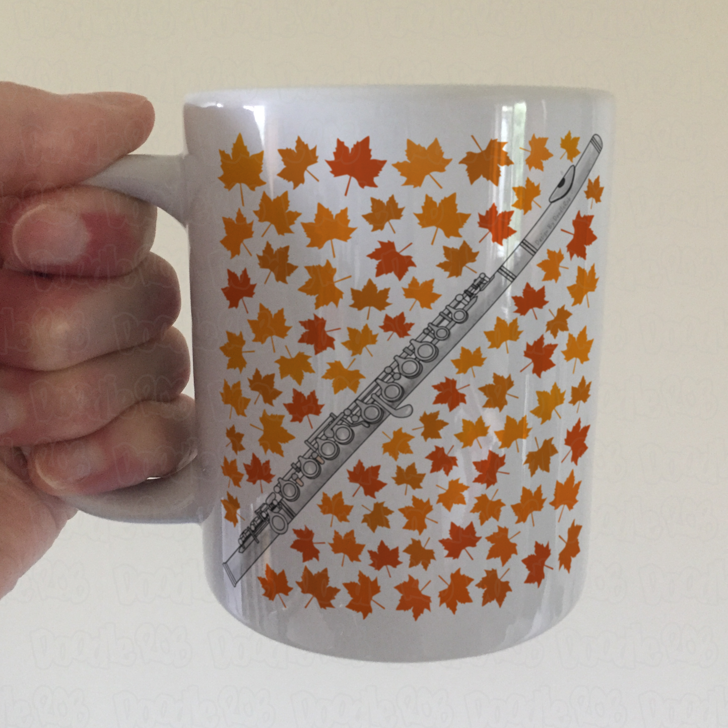 Autumn Flute Mug (Leaves) - Gift For Flautist - Woodwind Musician Gift For Fall or Thanksgiving