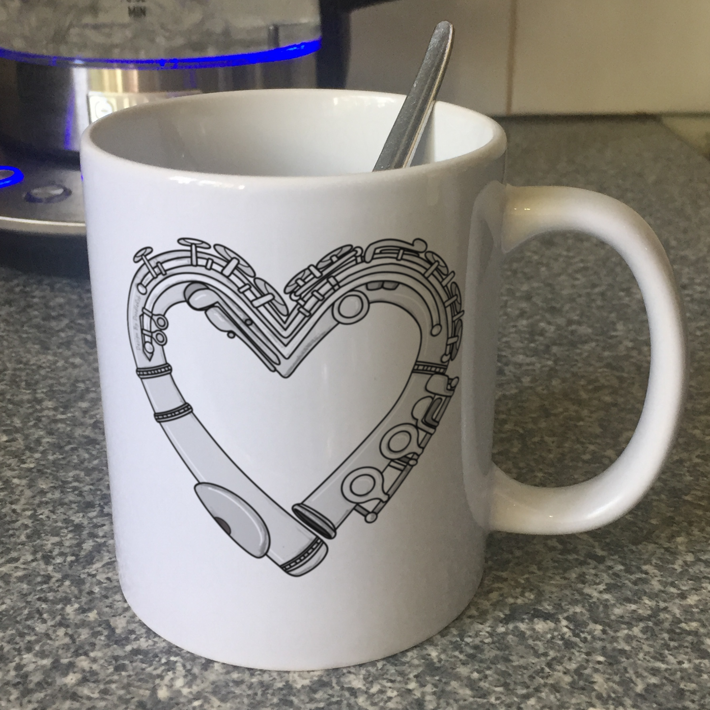 Flute Mug - Heart Shaped Flute - Flautist Mug - Flute Gift For Her
