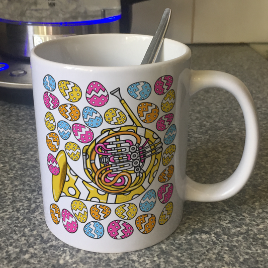 Easter French Horn Mug - Brass Player Mug - Easter Musician Gift