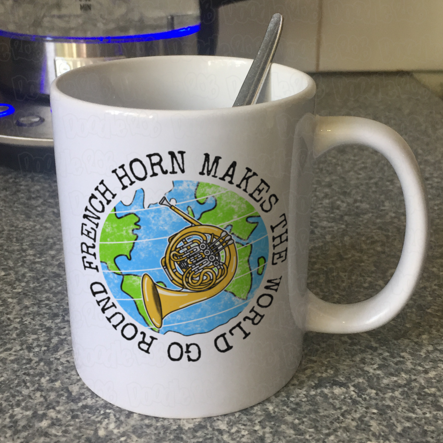 French Horn Mug - French Horn Makes The World Go Round - Brass Musician Gift