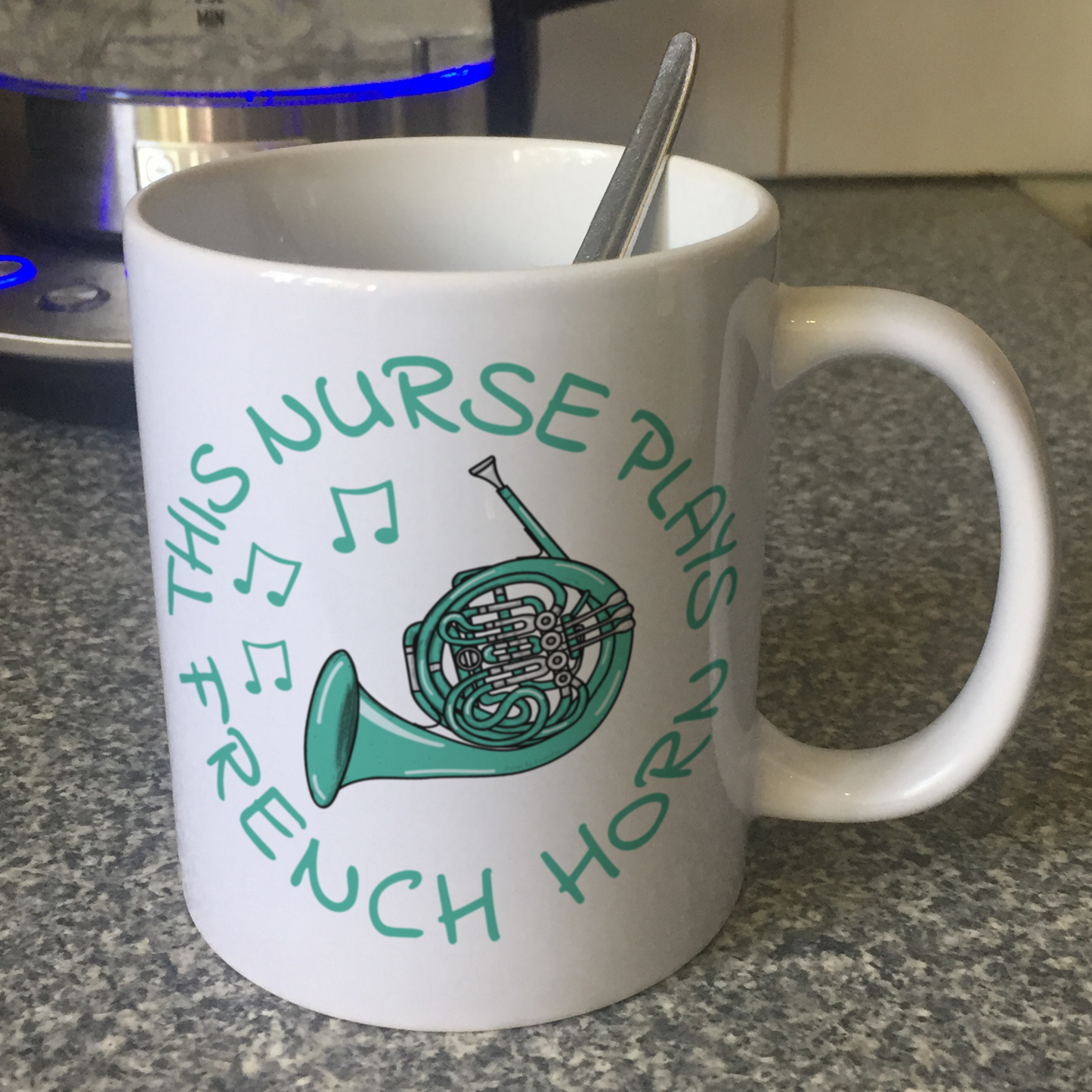 Nurse French Horn Mug - This Nurse Plays French Horn - Brass Musician Gift For Nurse