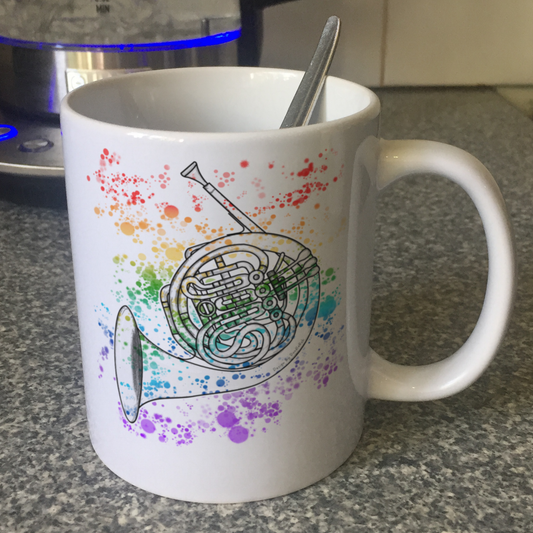 French Horn Rainbow Mug - Horn Player Gift - Brass Teacher Mug - Brass Musician Gift