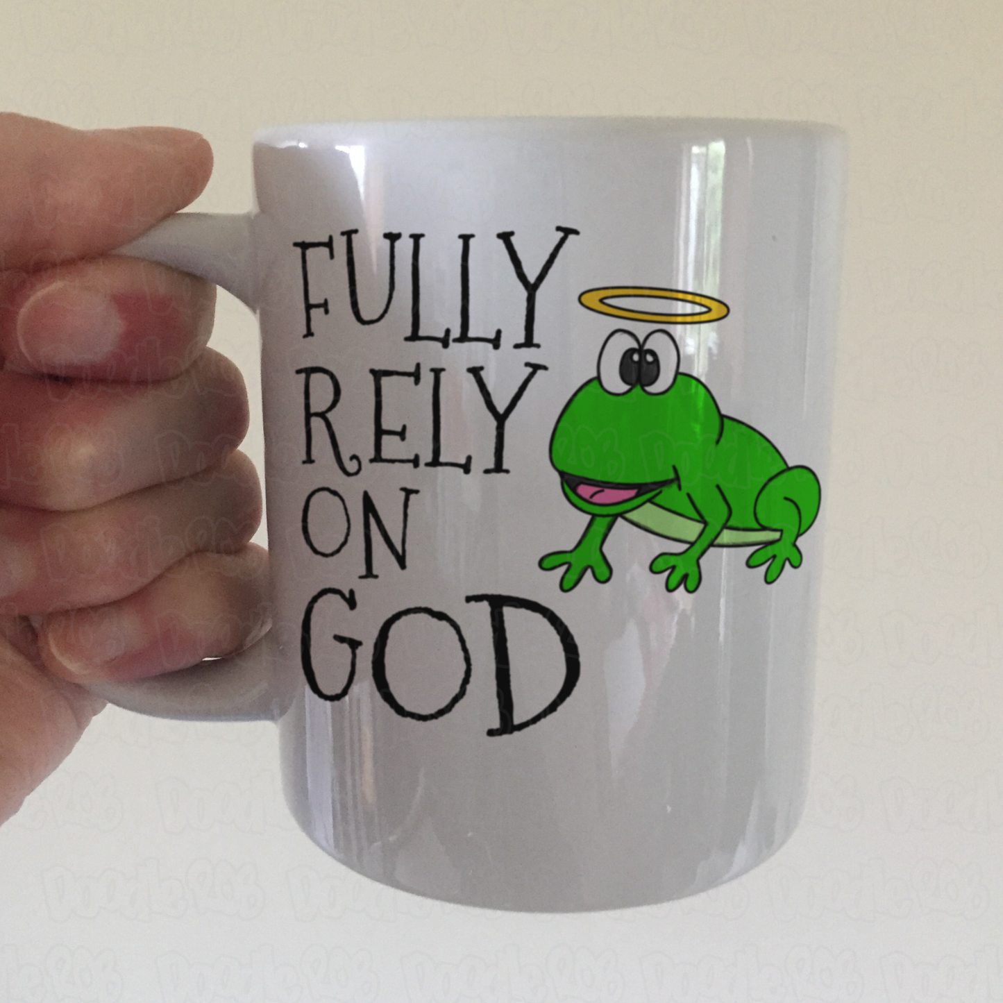 Christian Frog Mug - Fully Rely On God - Funny Church Gift