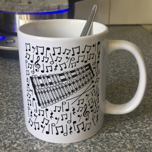 Glockenspiel Musical Notes Mug - Gift For Percussionist - Percussion Teacher Mug - School Music Teacher Gift