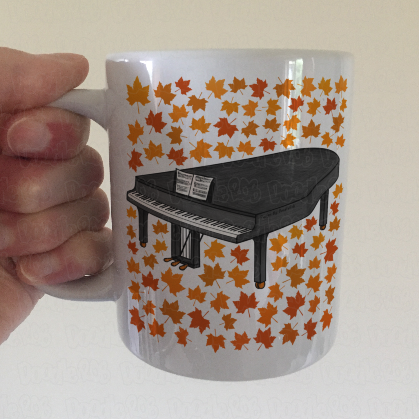 Autumn Grand Piano Mug (Leaves) - Gift For Pianist - Musician Gift For Fall or Thanksgiving