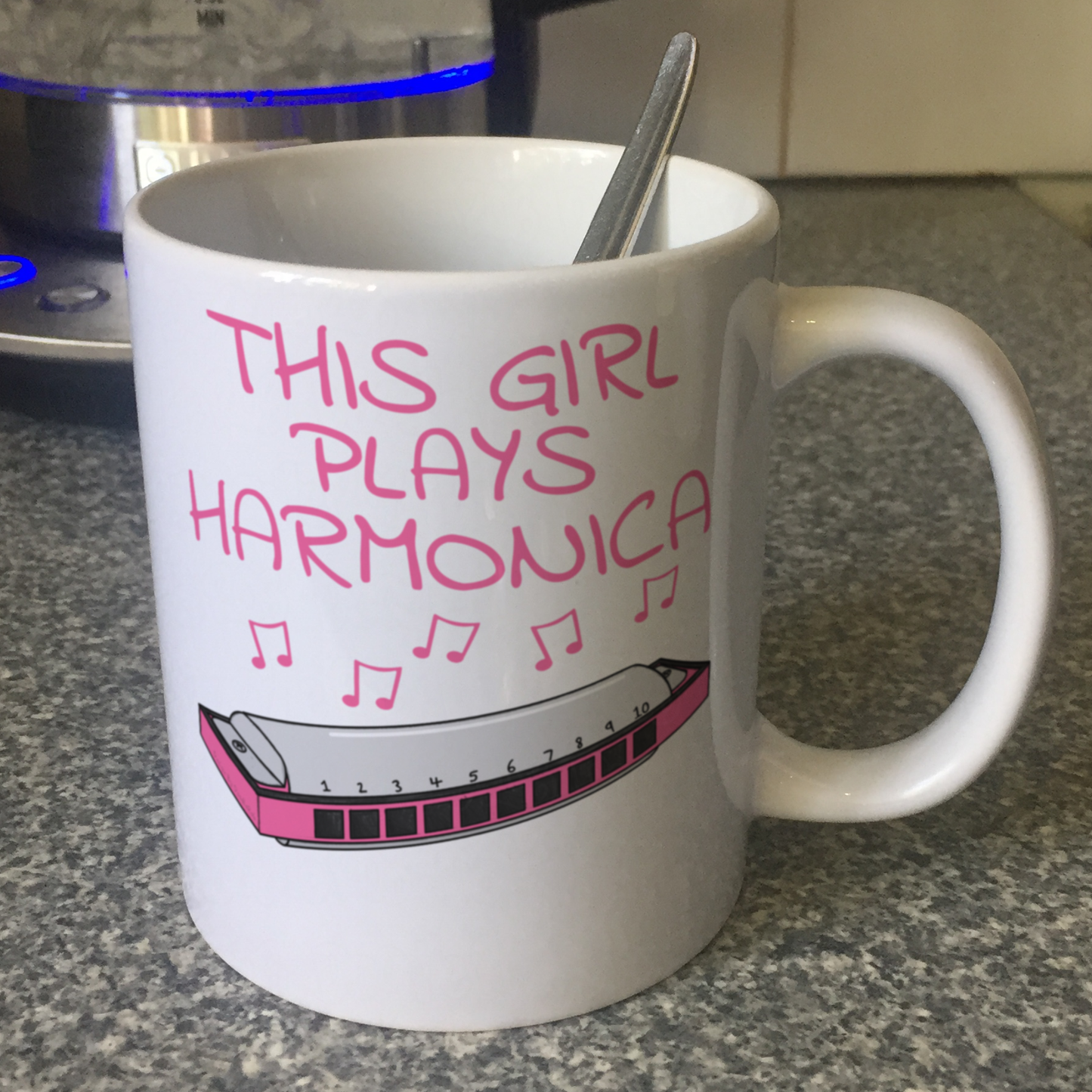 Harmonica Player Mug - This Girl Plays Harmonica - Gift For Female Blues Musician