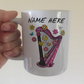 Floral Harp Personalised Mug - Harpist Custom Gift - Harp Teacher Gift