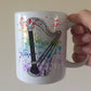 Harp Rainbow Mug - Gift For Harpist - Harp Teacher Mug - String Musician Gift