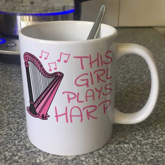 Girl's Harp Mug - This Girl Plays Harp - Female Harpist Gift - Harp Student Gift
