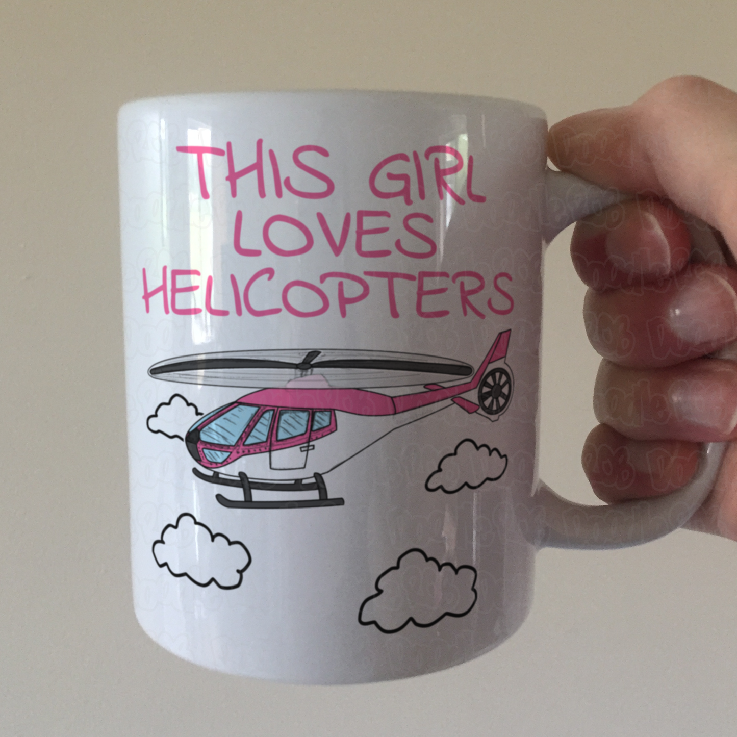 Girl's Helicopter Mug - This Girl Loves Helicopters - Pink Helicopter Mug - Female Pilot Gift
