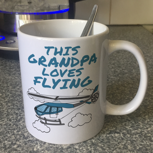 Helicopter Father's Day Mug - This Grandpa Loves Flying - Pilot Aviation Enthusiast Gift