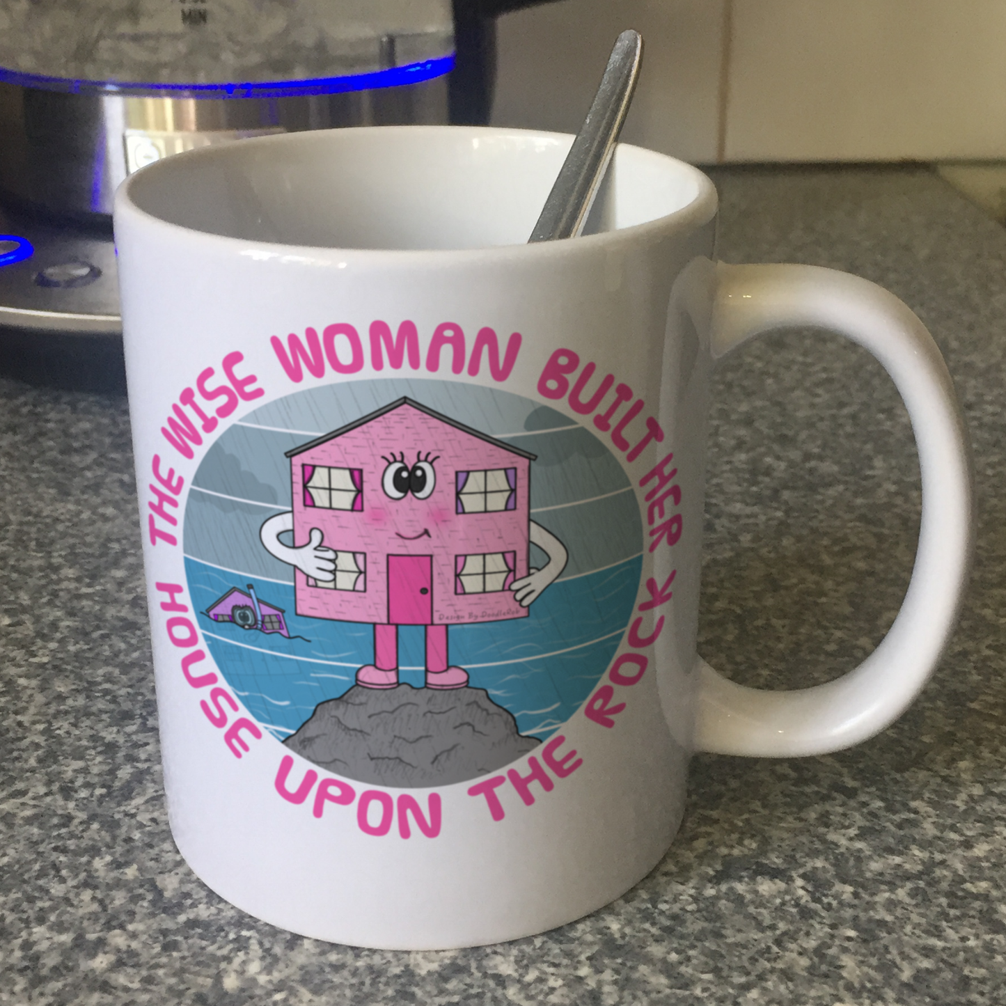Funny Christian Mug - The Wise Woman Built Her House Upon The Rock - Church Gift For Her