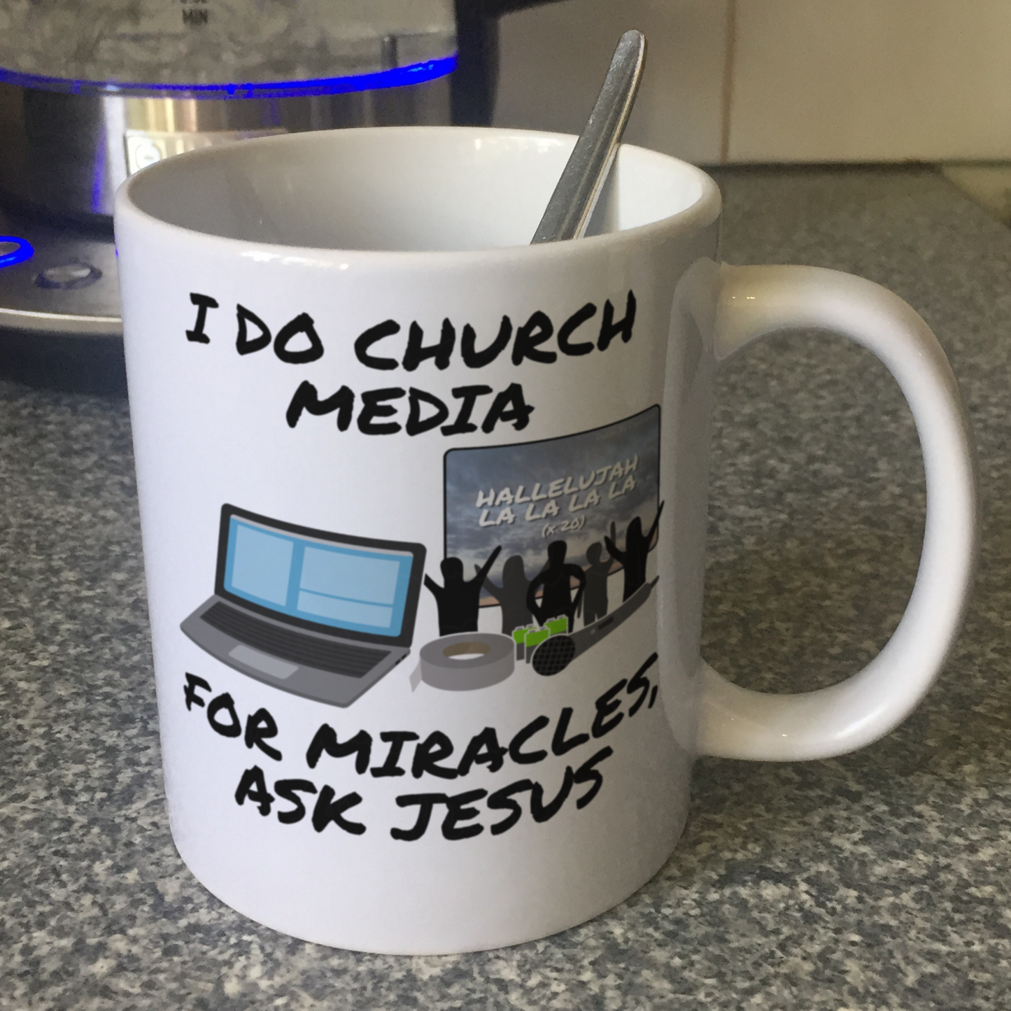 Church Media Mug - I Do Church Media, For Miracles Ask Jesus