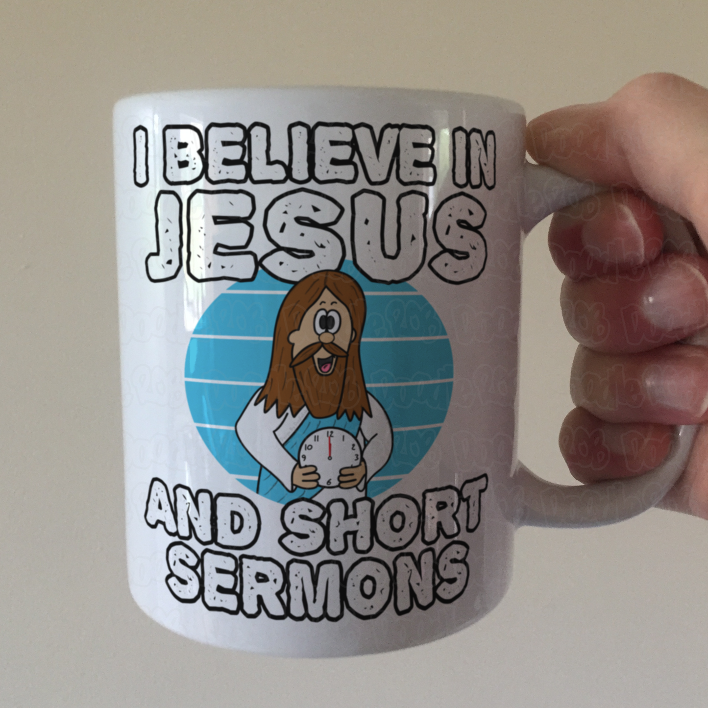 Funny Church Mug - I Believe In Jesus And Short Sermons - Gift For Christian Minister