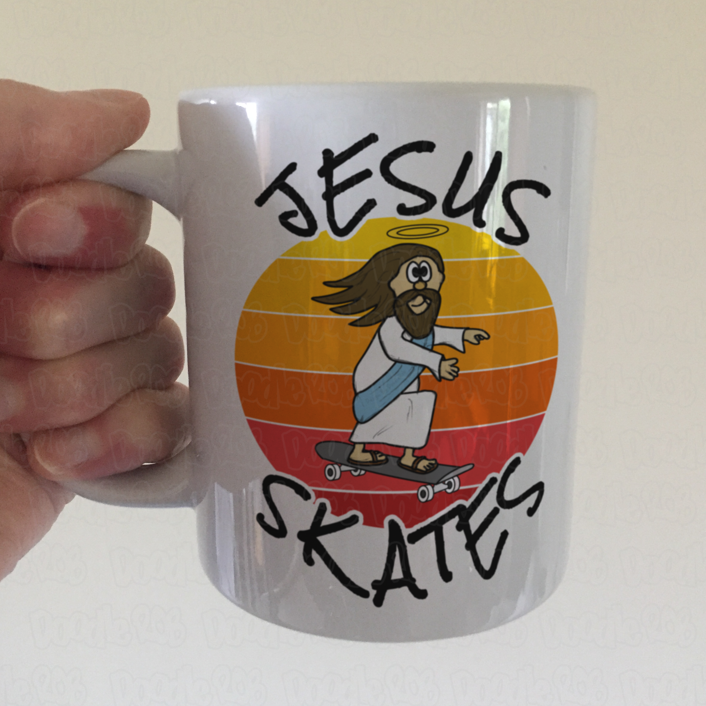 Christian Skateboarder Mug - Jesus Skates - Funny Skateboarding Gift