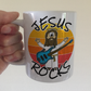 Church Bassist Mug - Jesus Rocks - Christian Bass Guitar Player Gift