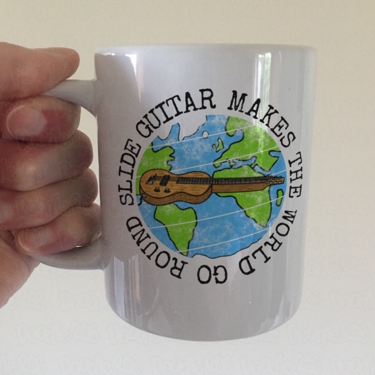Lap Steel Guitar Mug - Slide Guitar Makes The World Go Round - Blues Musician Gift