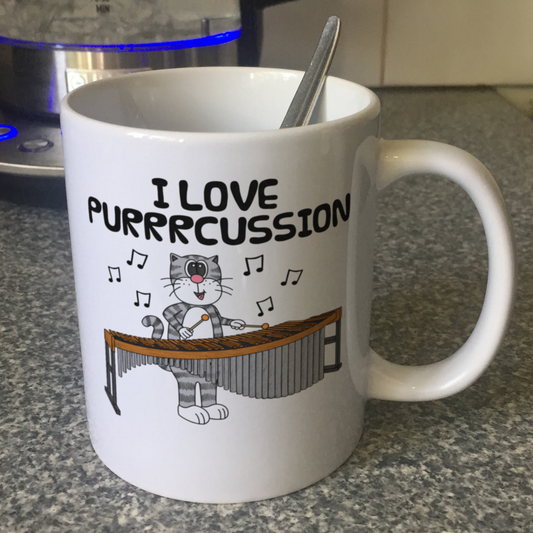 Funny Marimba Mug - Cat Playing Marimba - Percussion Teacher Mug - Orchestral Musician Gift