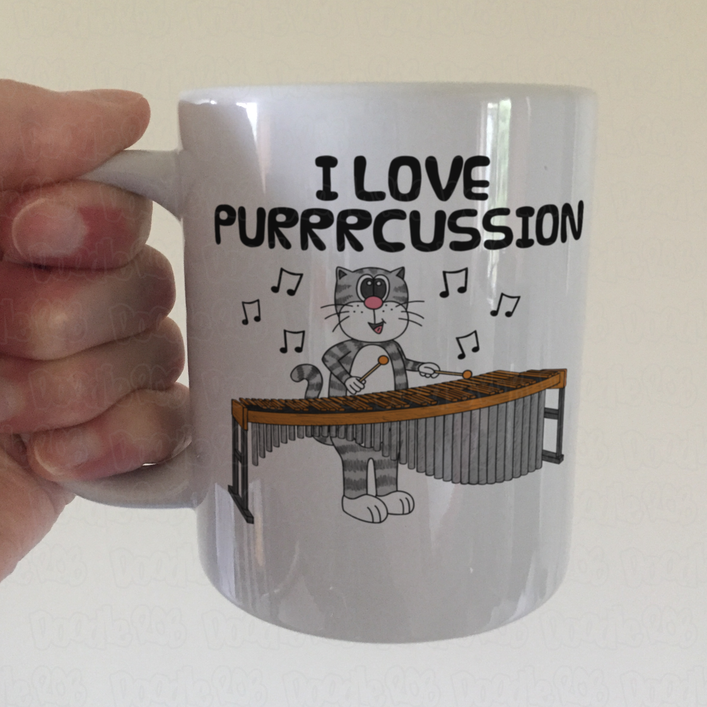Funny Marimba Mug - Cat Playing Marimba - Percussion Teacher Mug - Orchestral Musician Gift