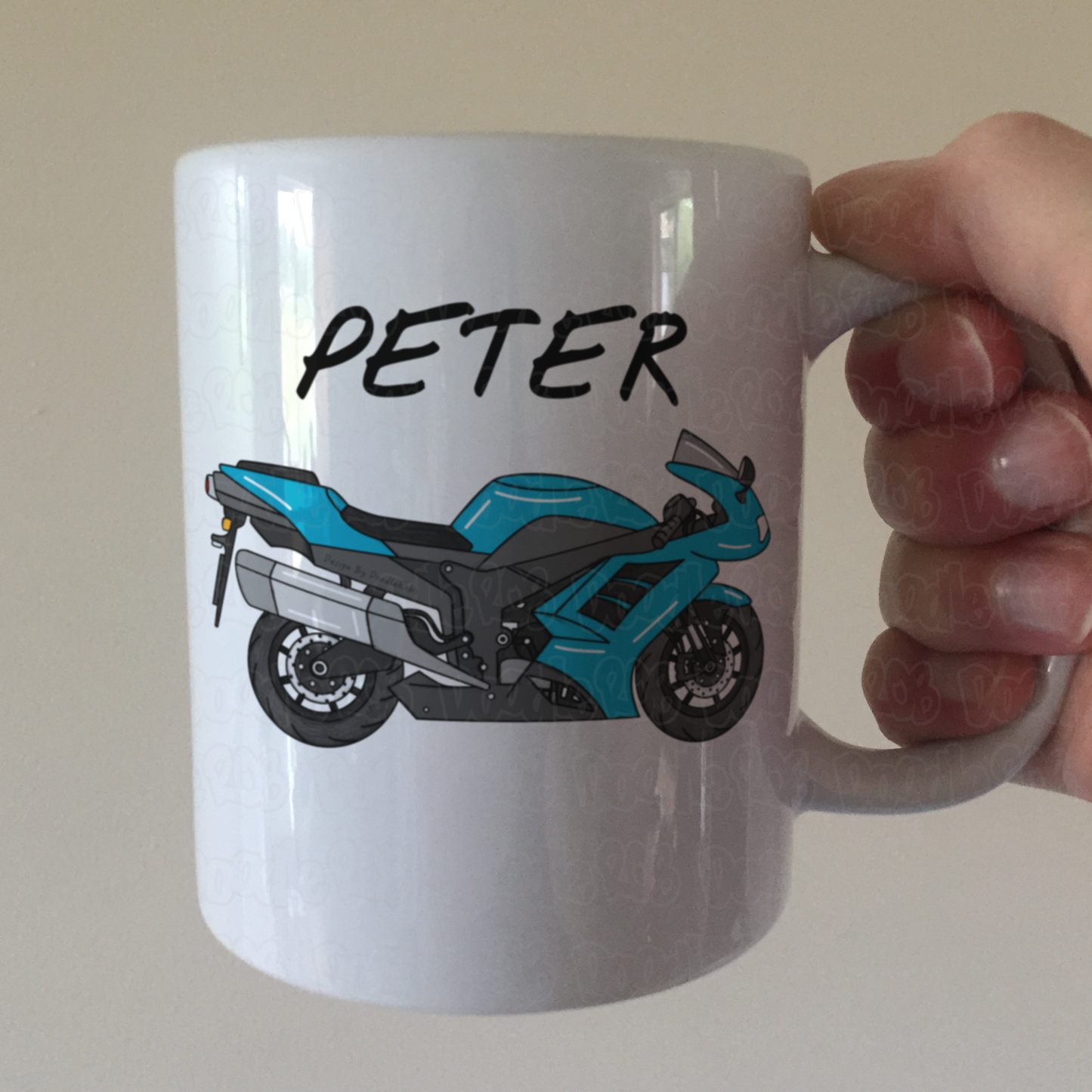 Motorbike Personalised Mug (Blue) - Custom Gift For Biker - Motorcycle Enthusiast Gift