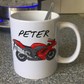 Motorbike Personalised Mug (Red) - Custom Gift For Biker - Motorcycle Enthusiast Gift