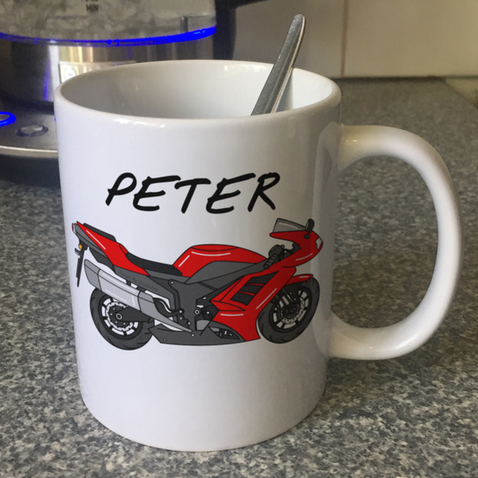 Motorbike Personalised Mug (Red) - Custom Gift For Biker - Motorcycle Enthusiast Gift