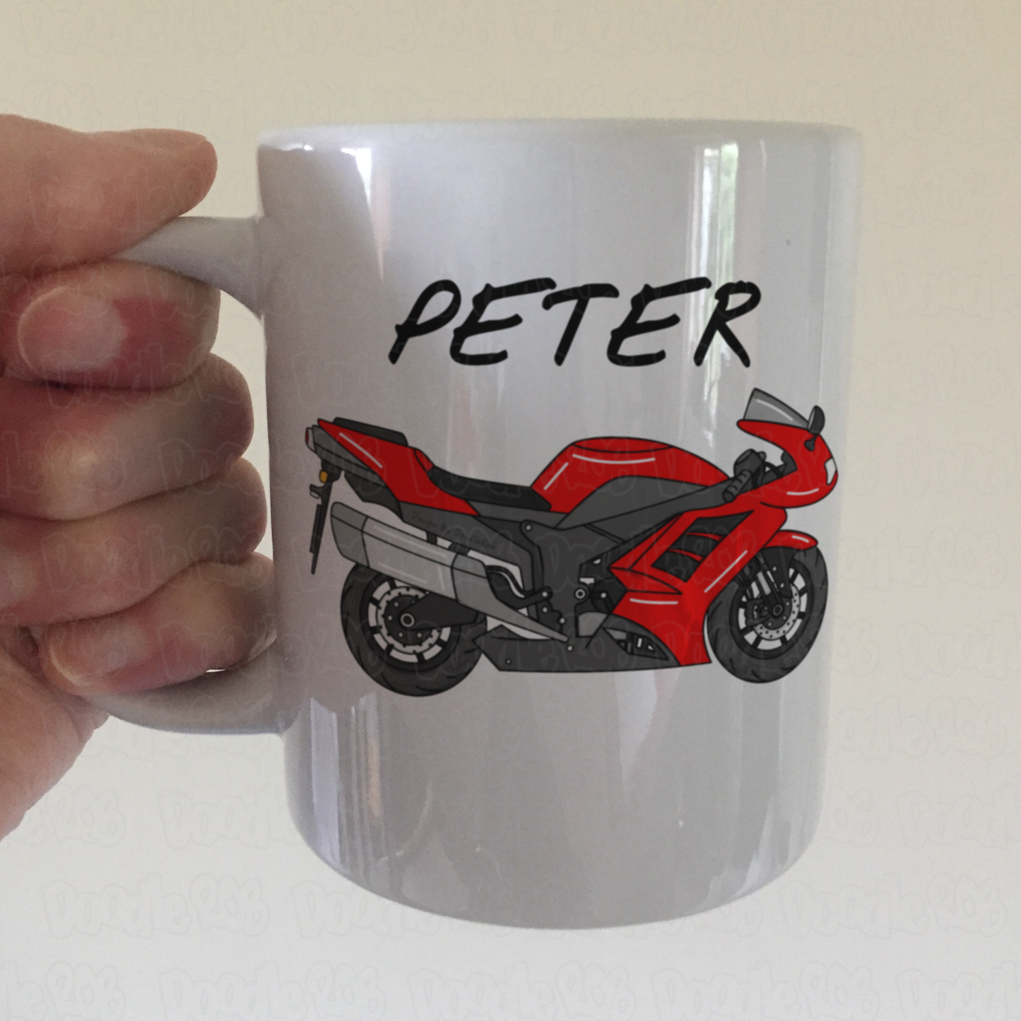 Motorbike Personalised Mug (Red) - Custom Gift For Biker - Motorcycle Enthusiast Gift