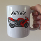 Motorbike Personalised Mug (Red) - Custom Gift For Biker - Motorcycle Enthusiast Gift