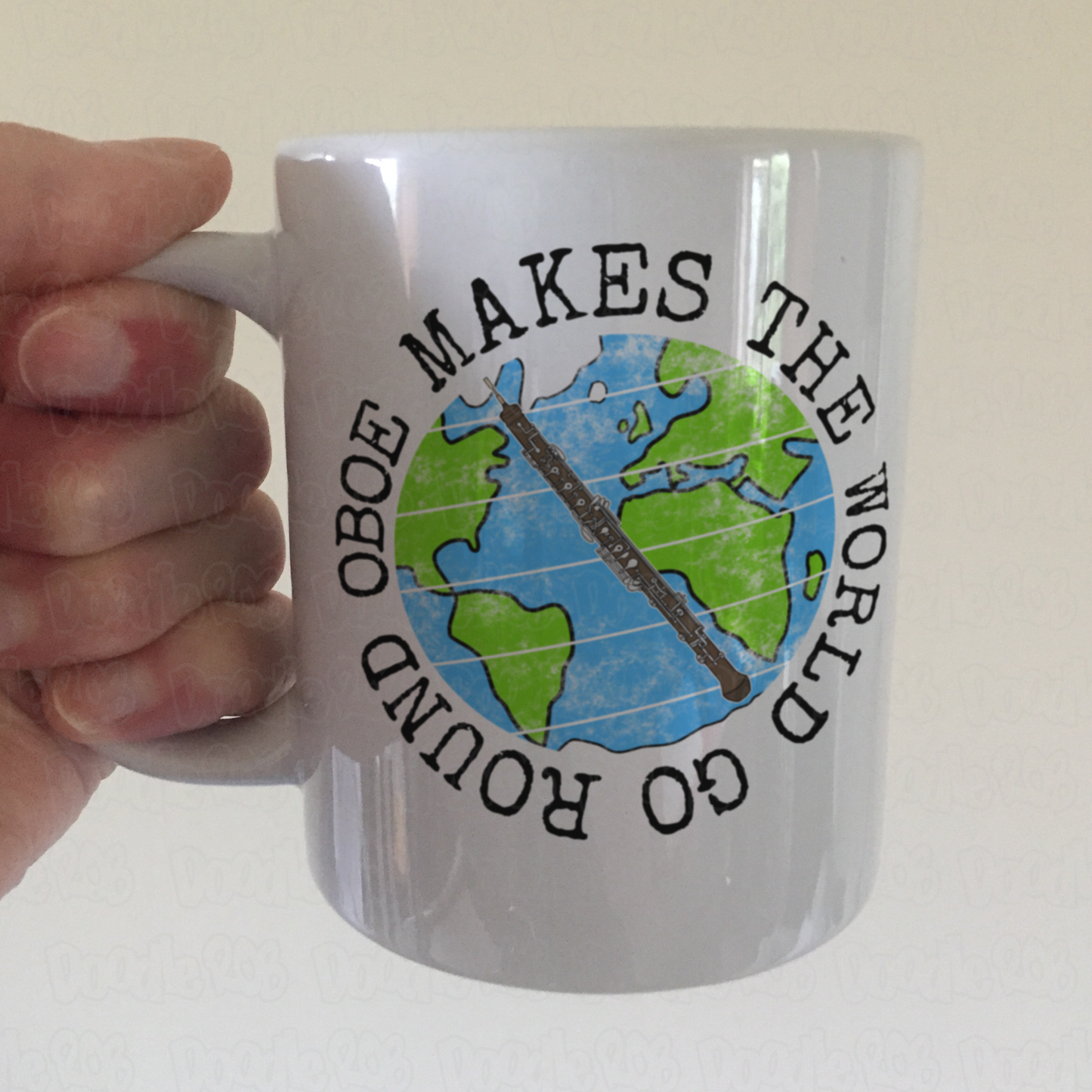 Oboe Mug - Oboe Makes The World Go Round - Gift For Oboist - Woodwind Teacher Mug