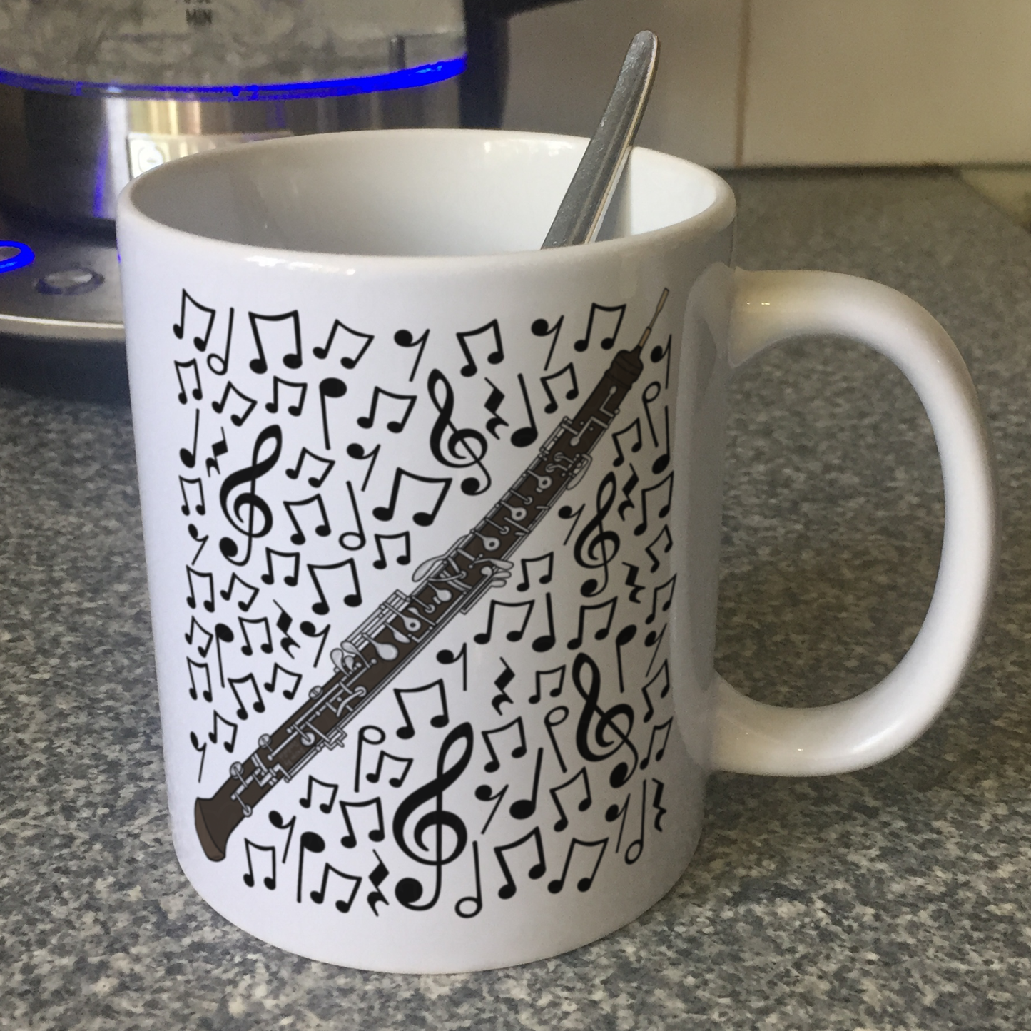 Oboe Musical Notes Mug - Gift For Oboist - Woodwind Musician Orchestra Gift