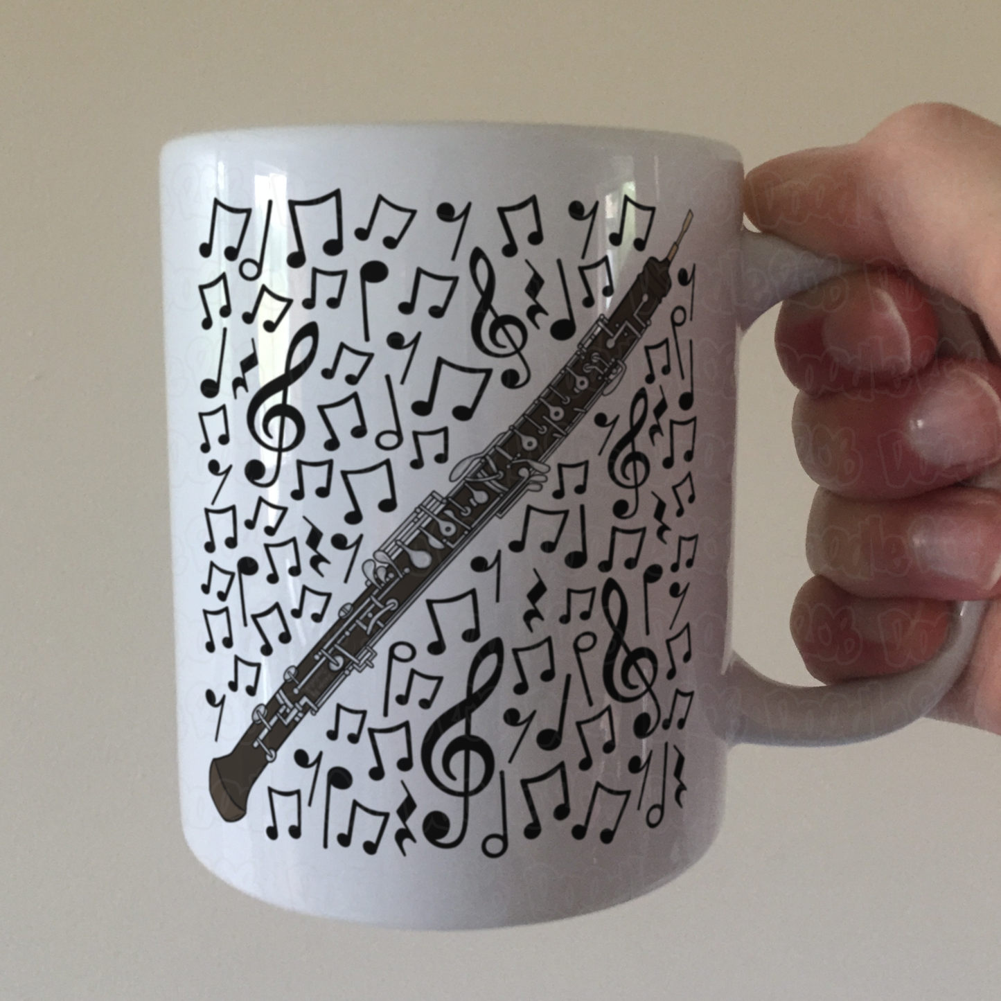 Oboe Musical Notes Mug - Gift For Oboist - Woodwind Musician Orchestra Gift