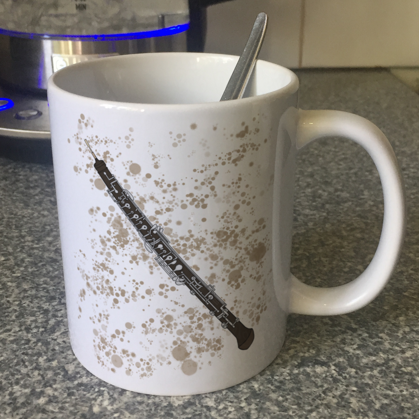 Oboe Paint Splatter Mug - Oboist Mug - Oboe Teacher Gift - Woodwind Musician Mug