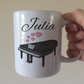 Wedding Pianist Personalised Mug - Grand Piano With Pink Hearts - Musician Custom Gift