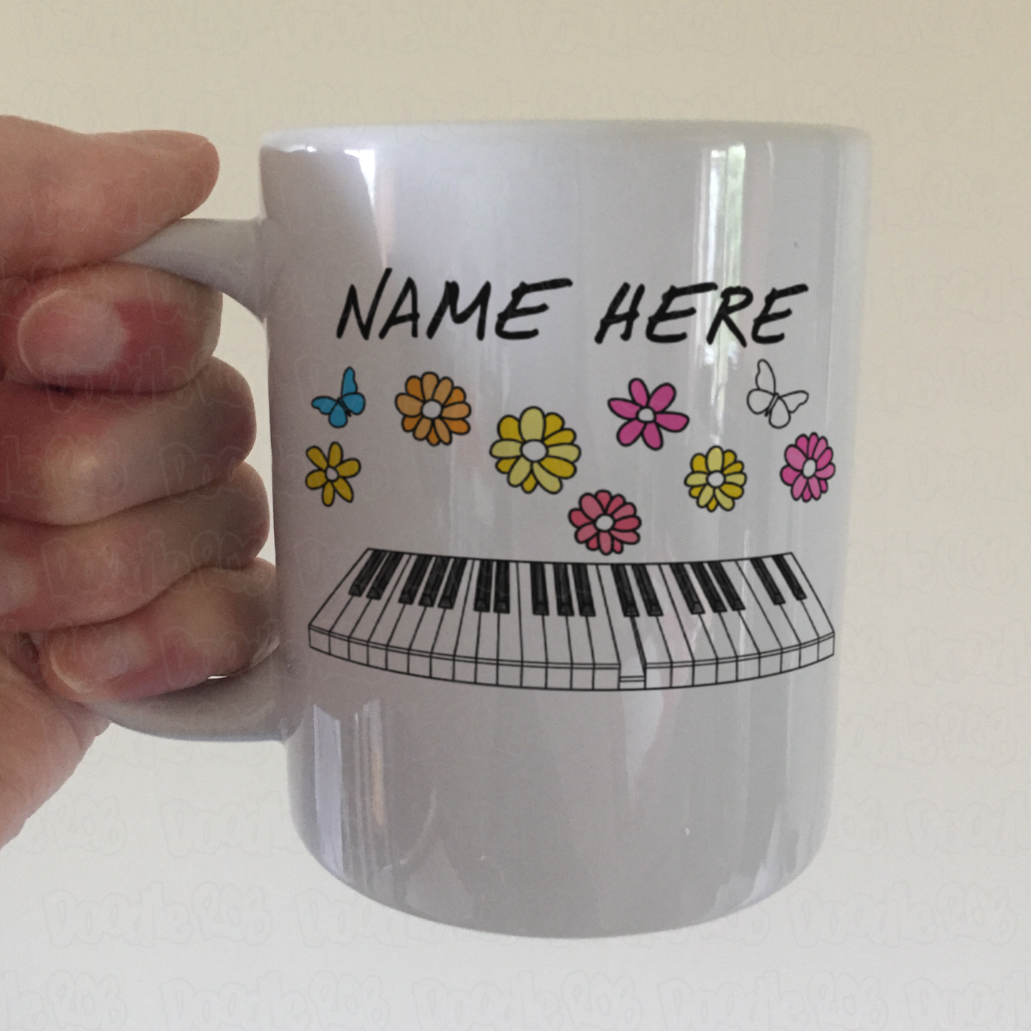 Floral Piano Mug - Custom Pianist Mug - Personalised Piano Gift For Her