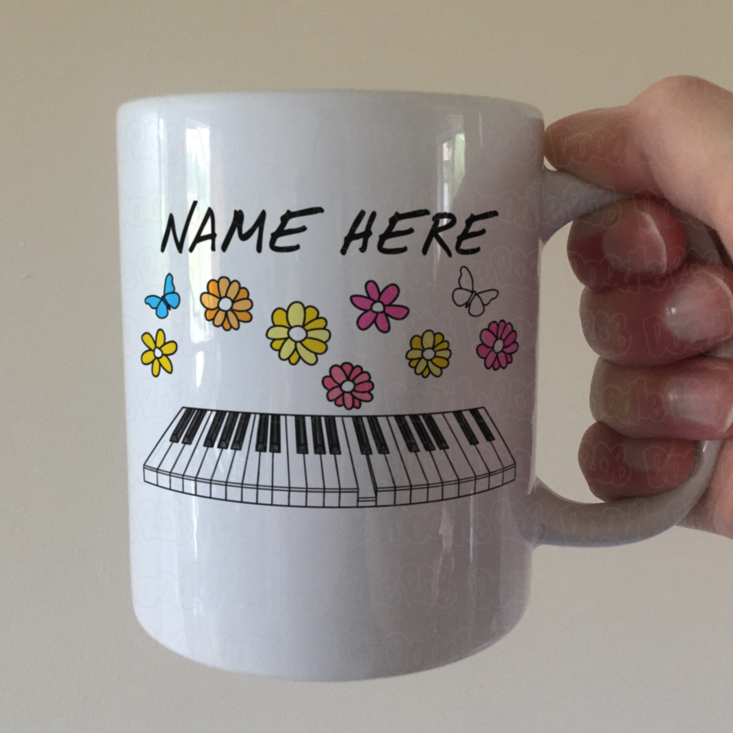 Floral Piano Mug - Custom Pianist Mug - Personalised Piano Gift For Her