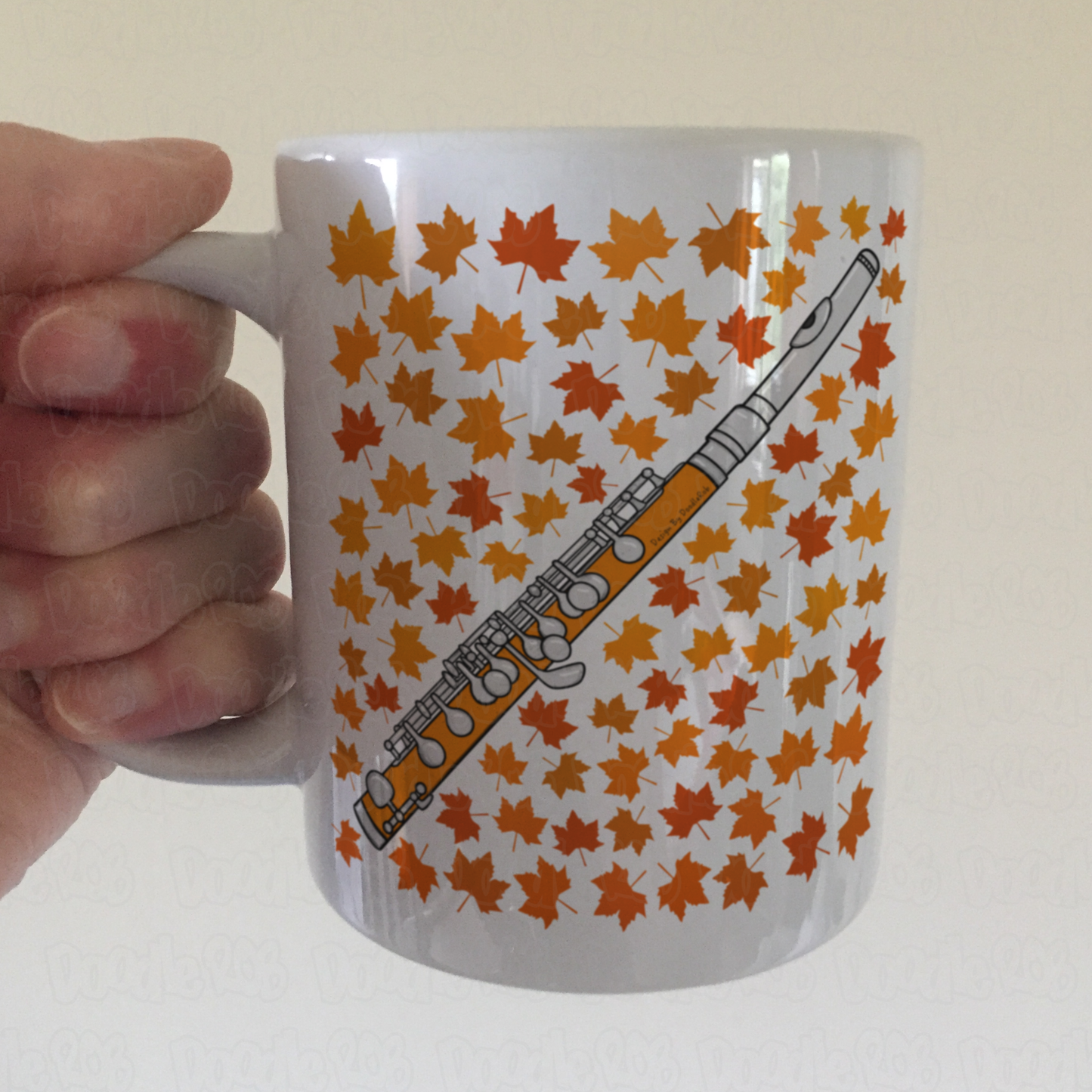 Autumn Piccolo Mug (Leaves) - Gift For Piccoloist - Woodwind Musician Gift For Fall or Thanksgiving