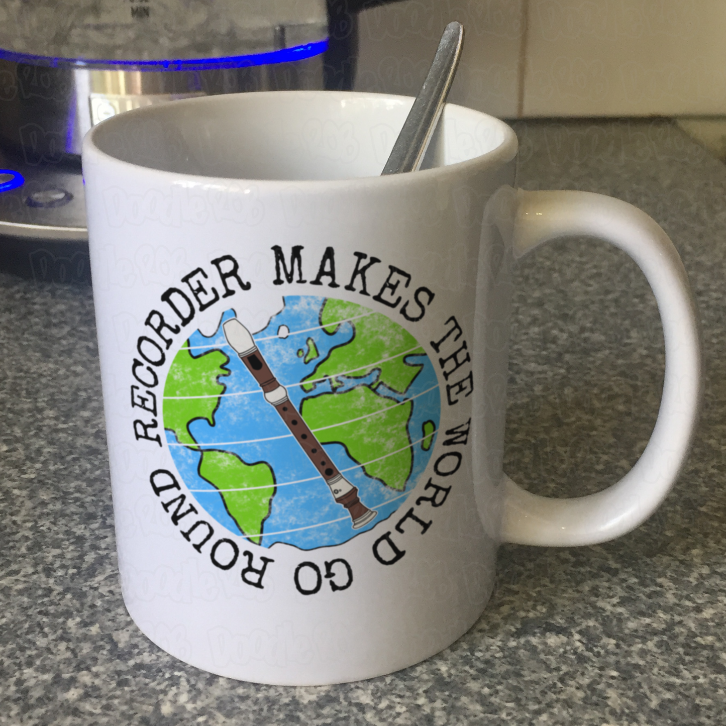Recorder Player Mug - Recorder Makes The World Go Round - School Music Teacher Gift