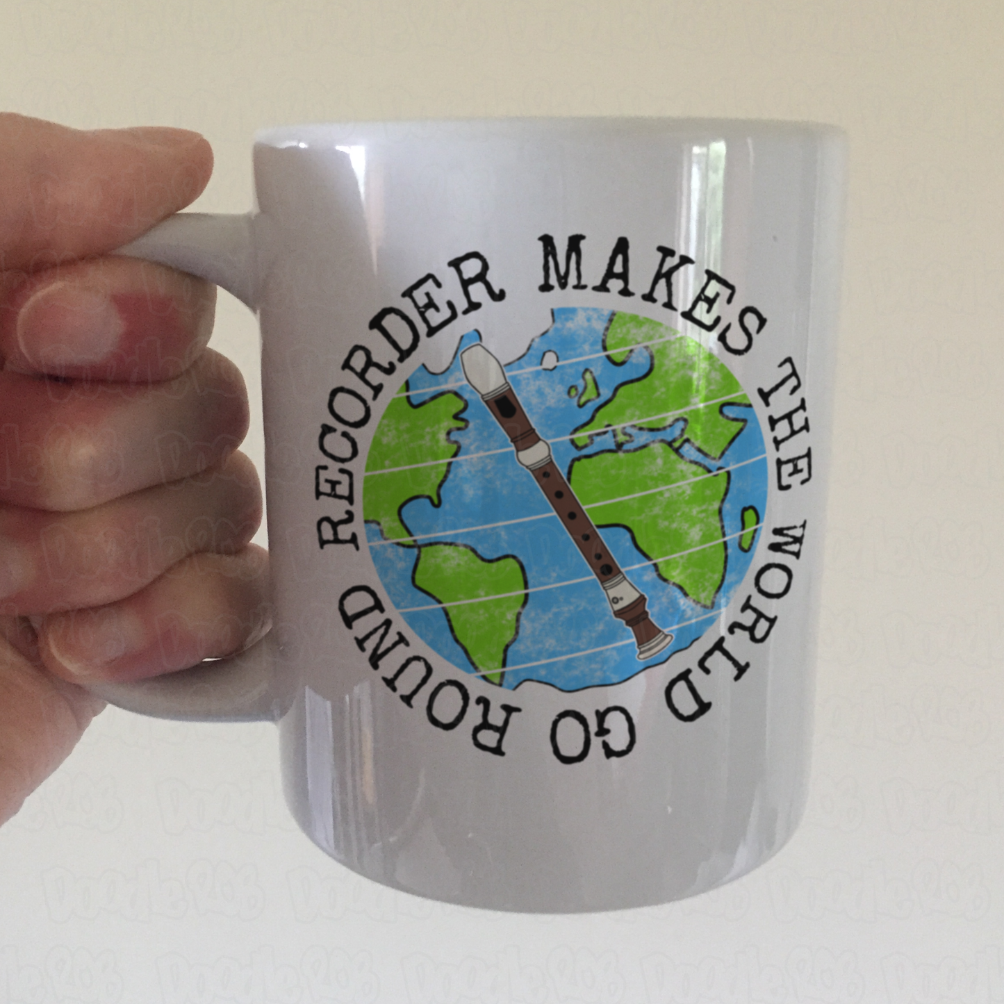 Recorder Player Mug - Recorder Makes The World Go Round - School Music Teacher Gift