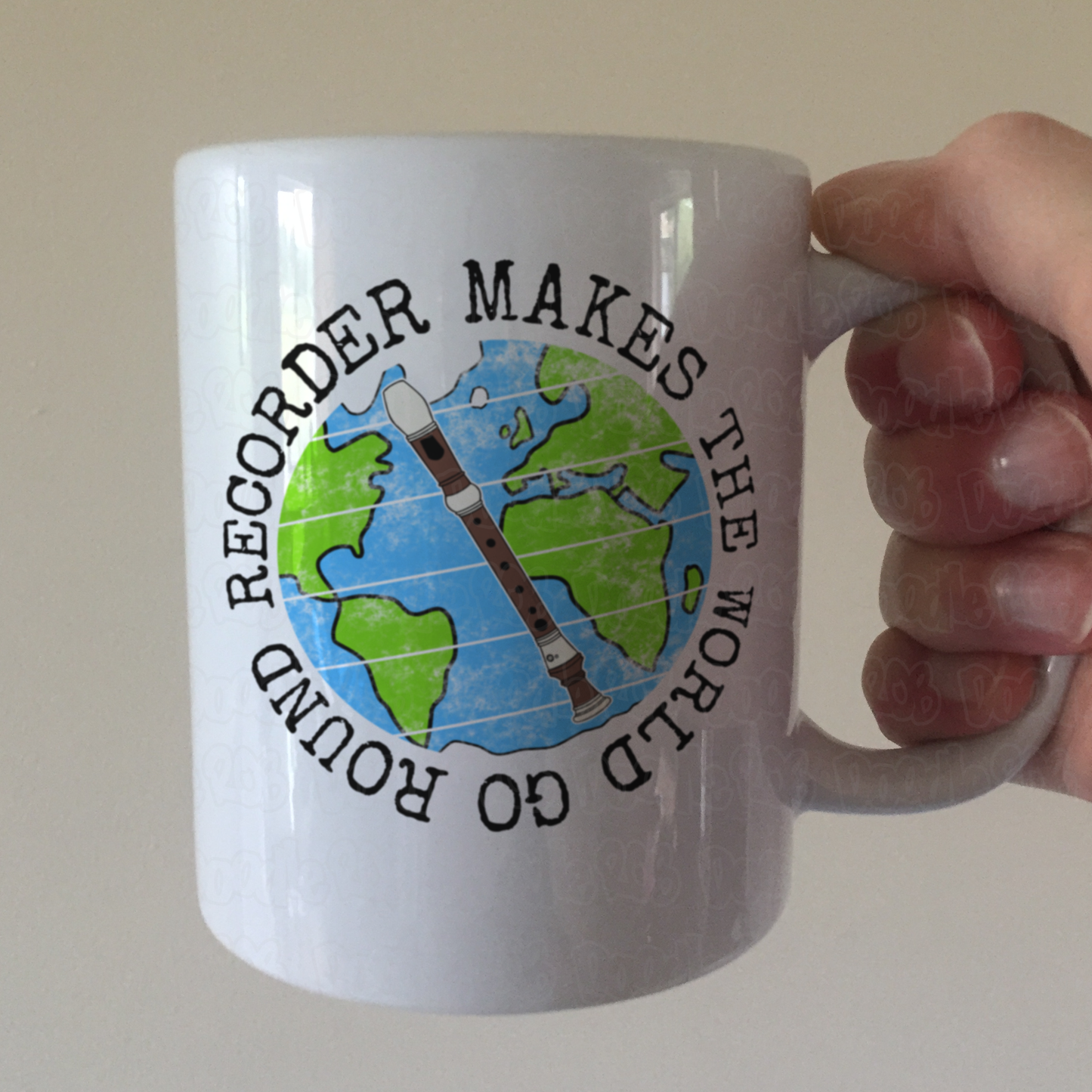 Recorder Player Mug - Recorder Makes The World Go Round - School Music Teacher Gift
