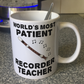 Funny Recorder Teacher Mug - World's Most Patient Recorder Teacher - Sarcastic Music Teacher Gift