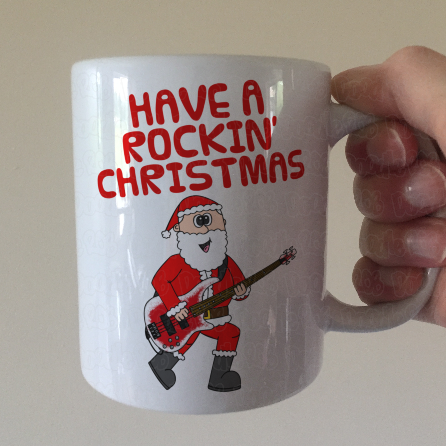 Bass Guitarist Christmas Mug - Santa Playing Bass Guitar - Bassist Xmas Gift