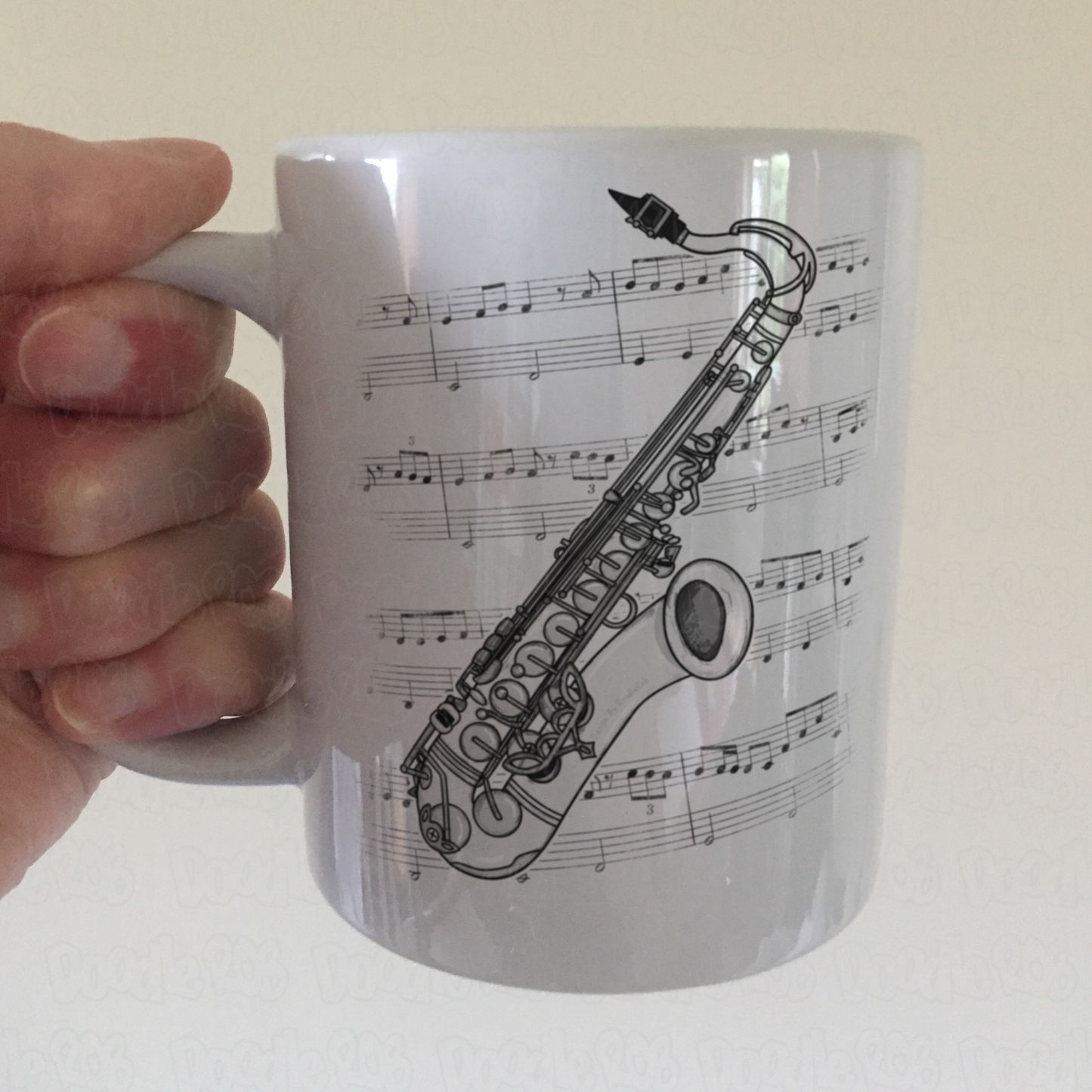 Saxophone Music Notation Mug - Saxophonist Mug - Music Teacher Gift