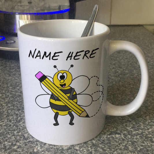 Bee Personalised Mug - School Teacher Mug - GCSE Exam Gift - Back To School Mug