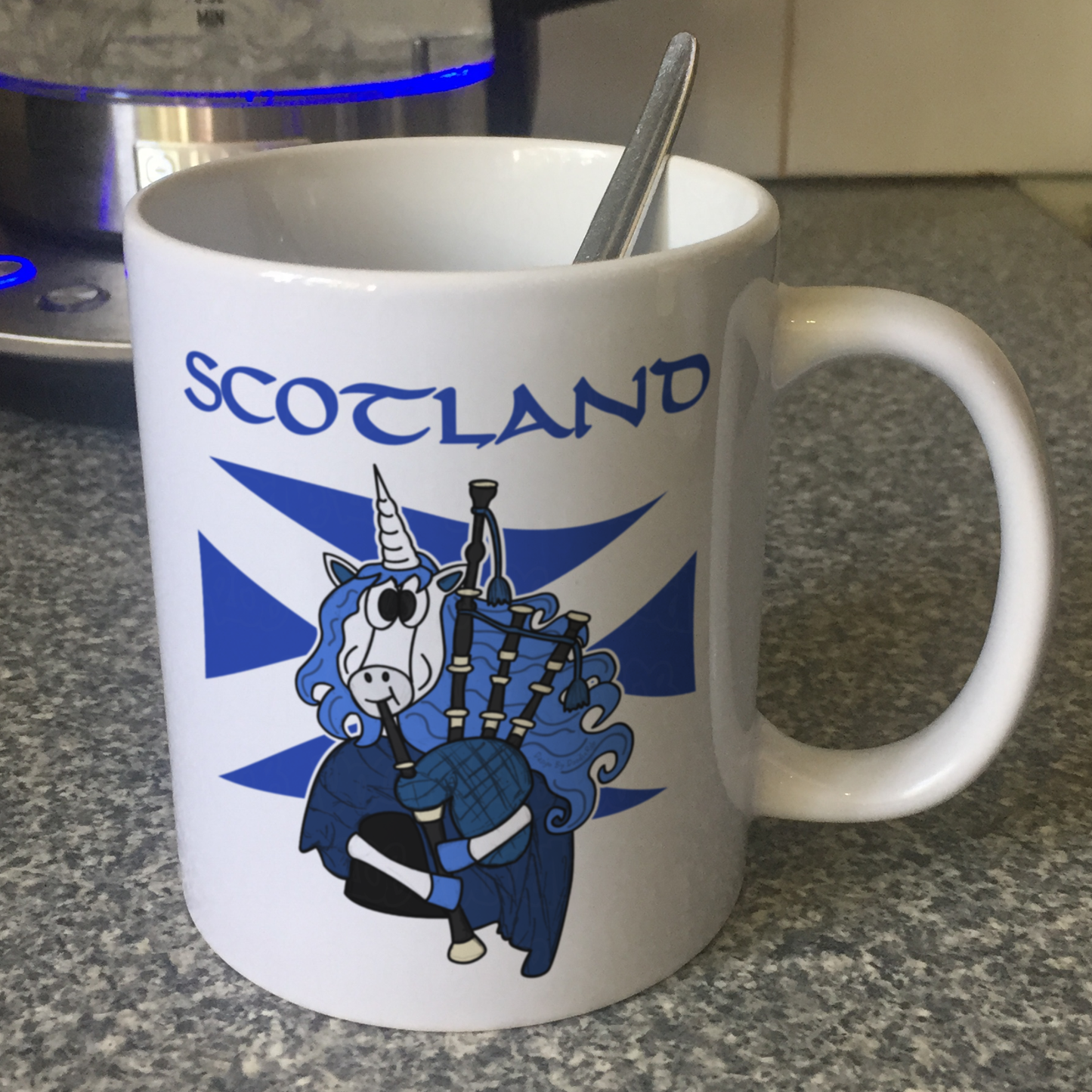 Scottish Flag Unicorn Mug - Unicorn Playing Bagpipes - Patriotic Scotland Mug - St Andrew's Day Gift