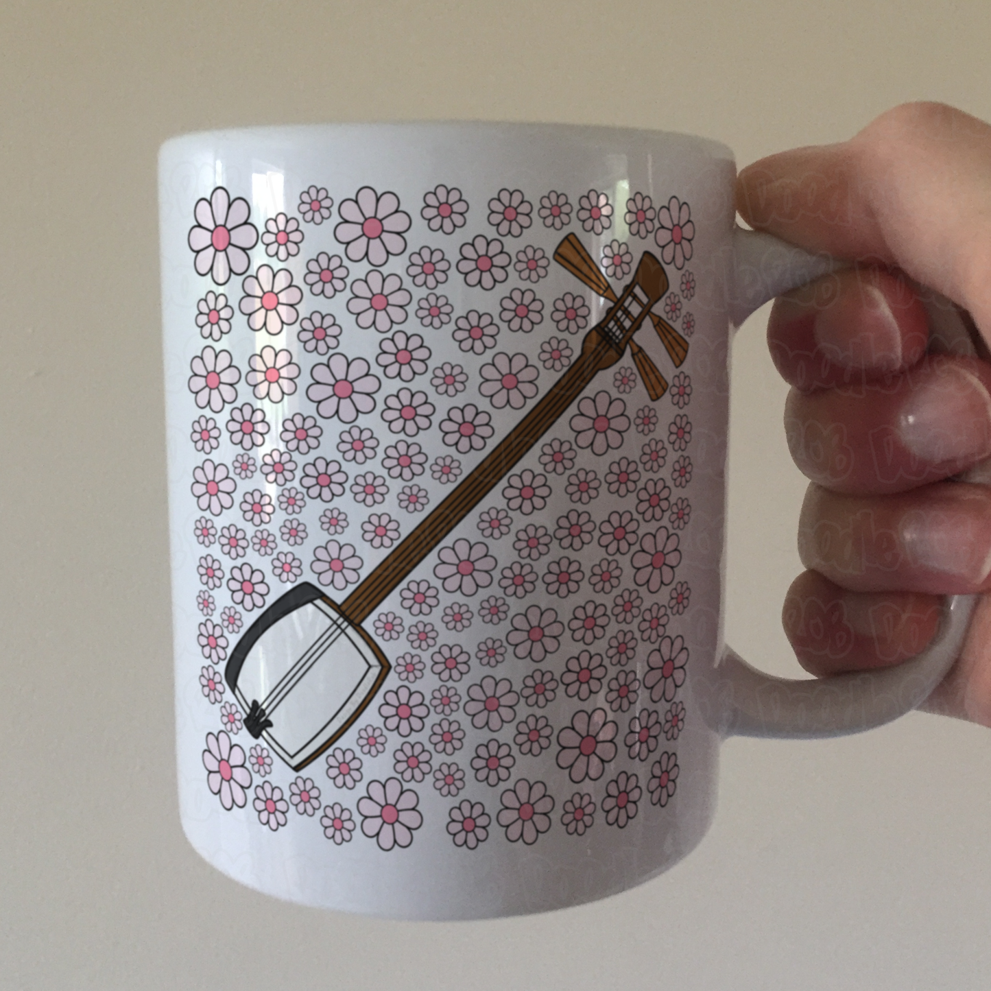 Shamisen Floral Mug - Japanese Musician Gift - Gift For Japan Lover